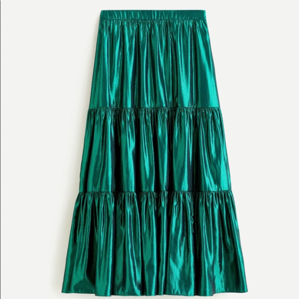 Jcrew Metallic Tiered Maxi Skirt